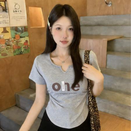 BY13168# 夏装新款胖MM修身显瘦简约风百搭短袖T恤上衣大码女装 服裝批發女裝批發服飾貨源