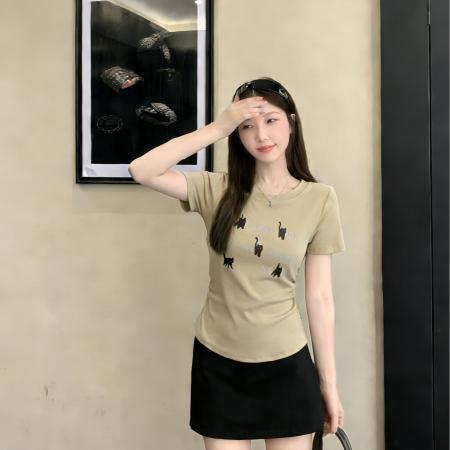 BY13169# 夏装新款胖MM修身显瘦简约风百搭短袖T恤上衣大码女装 服裝批發女裝批發服飾貨源