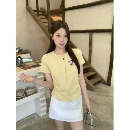 BY13170# 夏装新款胖mm修身显瘦简约风百搭短袖T恤上衣大码女装 服裝批發女裝批發服飾貨源