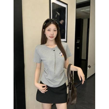 BY13170# 夏装新款胖mm修身显瘦简约风百搭短袖T恤上衣大码女装 服裝批發女裝批發服飾貨源