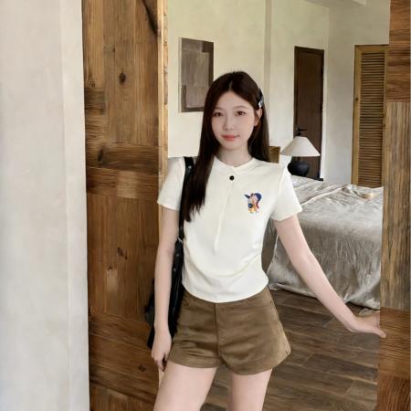 BY13170# 夏装新款胖mm修身显瘦简约风百搭短袖T恤上衣大码女装 服裝批發女裝批發服飾貨源