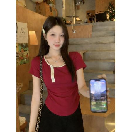 BY13171# 夏装新款不规则下摆美式复古辣妹BM风短袖T恤女上衣 服裝批發女裝批發服飾貨源