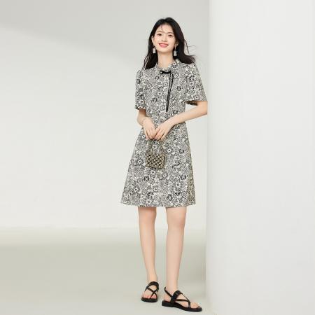 BY13175# 新中式连衣裙女夏季旗袍改良年轻款小个子国风A字连衣裙 服裝批發女裝批發服飾貨源