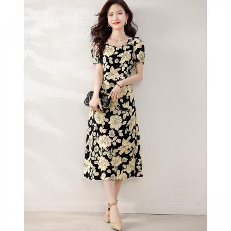 BY13176# 夏季时尚新款休闲宽松韩版百搭V领设计感连衣裙 服裝批發女裝批發服飾貨源