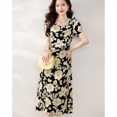 BY13176# 夏季时尚新款休闲宽松韩版百搭V领设计感连衣裙 服裝批發女裝批發服飾貨源