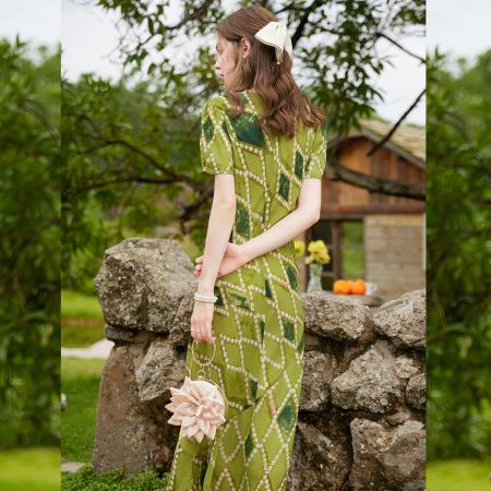 BY13178# 正肩无弹A字裙夏新款时尚气质圆领短袖长款女式连衣裙 服裝批發女裝批發服飾貨源