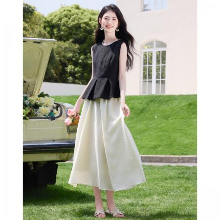 BY13181# 钉珠圆领法式优雅无袖衬衫女夏季新款高级感气质百搭显瘦上衣 服裝批發女裝批發服飾貨源