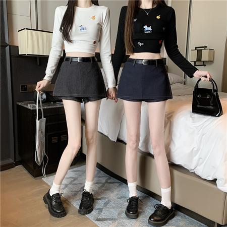 BY13186# 半裙牛仔半身裙女春夏款显瘦百搭a字裙开叉包臀短裙裤潮 服裝批發女裝批發服飾貨源