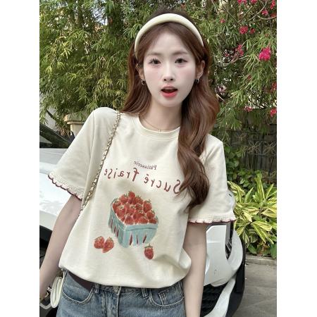 BY13190# 字母印花撞色短袖T恤女夏季新款宽松百搭上衣潮 服裝批發女裝批發服飾貨源