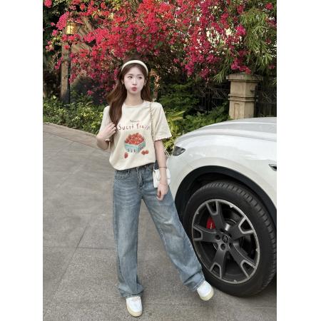 BY13190# 字母印花撞色短袖T恤女夏季新款宽松百搭上衣潮 服裝批發女裝批發服飾貨源