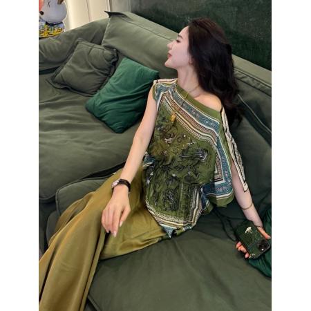 BY13194# 大方得体穿搭一整套减龄巨好看的绿色上衣夏季休闲套装女新款 服裝批發女裝批發服飾貨源