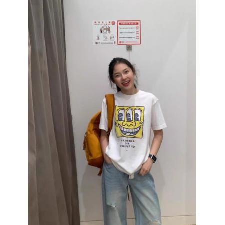 BY13199# 短袖t恤女夏季新款韩版宽松圆领休闲正肩印花上衣 服裝批發女裝批發服飾貨源