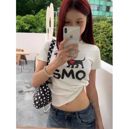 BY13201# 纯棉印花夏季辣妹修身款短袖t恤女上衣 服裝批發女裝批發服飾貨源