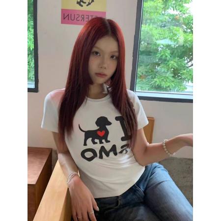 BY13201# 纯棉印花夏季辣妹修身款短袖t恤女上衣 服裝批發女裝批發服飾貨源