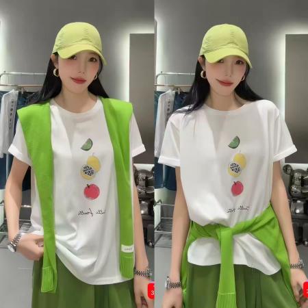 BY13205# 短袖t恤女小众设计感夏季新款圆领半袖美式宽松上衣 服裝批發女裝批發服飾貨源