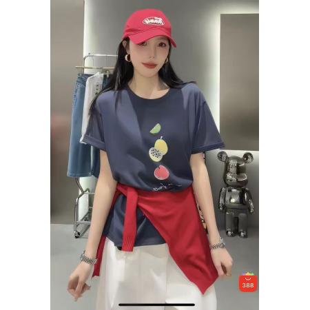 BY13205# 短袖t恤女小众设计感夏季新款圆领半袖美式宽松上衣 服裝批發女裝批發服飾貨源