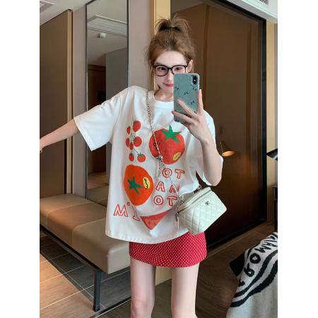 BY13206# 短袖t恤女小众设计感夏季新款圆领半袖美式宽松上衣 服裝批發女裝批發服飾貨源