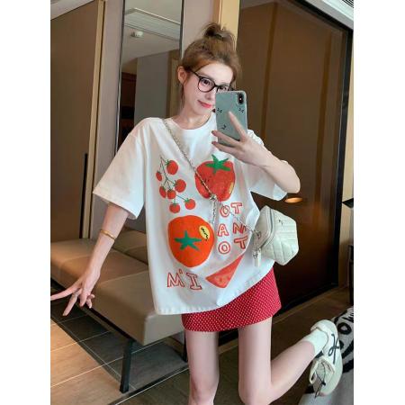 BY13206# 短袖t恤女小众设计感夏季新款圆领半袖美式宽松上衣 服裝批發女裝批發服飾貨源