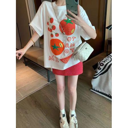 BY13206# 短袖t恤女小众设计感夏季新款圆领半袖美式宽松上衣 服裝批發女裝批發服飾貨源