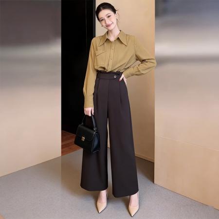 BY13215# 法式条纹长袖衬衫上衣女新款春季气质通勤宽松衬衣 服裝批發女裝批發服飾貨源