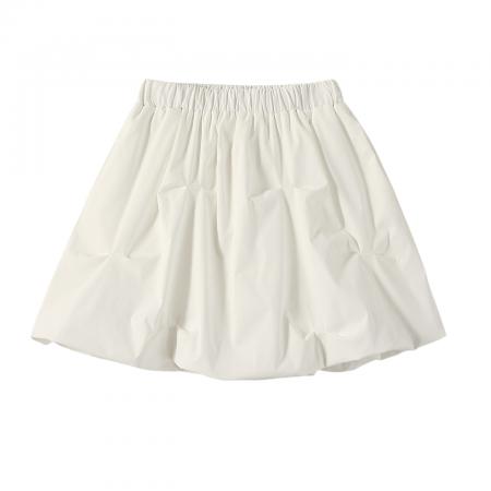 BY13217# 褶皱花苞半身裙夏季新款小个子高腰显瘦宽松a字蓬蓬短裙 服裝批發女裝批發服飾貨源