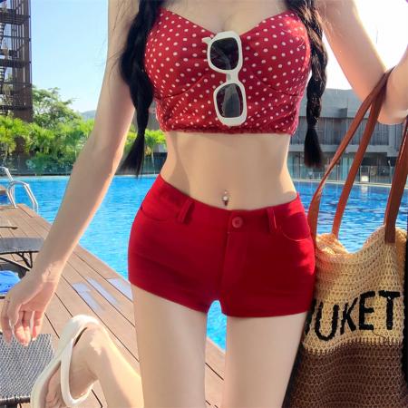 BY13226# 骨盆垫短裤显瘦辣妹中低腰韩版超短裤热裤时尚带垫弧形 服裝批發女裝批發服飾貨源