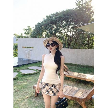 BY13227# 时髦气质显瘦修身百搭圆领背心+法式时尚百搭修身半身裙 服裝批發女裝批發服飾貨源