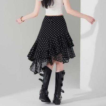 BY13236# 不规则半身裙蛋糕裙春夏雪纺A字高腰韩版显瘦中裙遮胯短裙女 服裝批發女裝批發服飾貨源