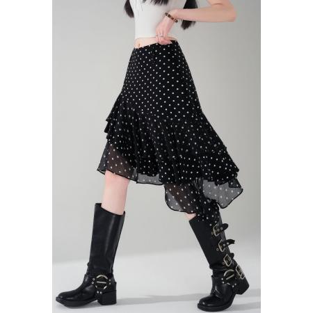 BY13236# 不规则半身裙蛋糕裙春夏雪纺A字高腰韩版显瘦中裙遮胯短裙女 服裝批發女裝批發服飾貨源