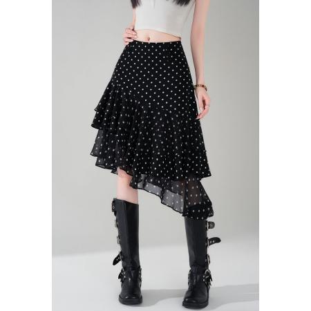 BY13236# 不规则半身裙蛋糕裙春夏雪纺A字高腰韩版显瘦中裙遮胯短裙女 服裝批發女裝批發服飾貨源