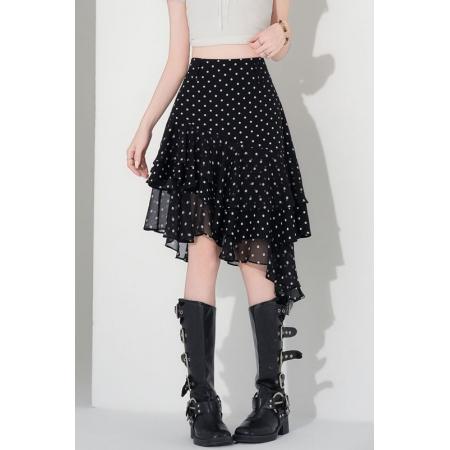 BY13236# 不规则半身裙蛋糕裙春夏雪纺A字高腰韩版显瘦中裙遮胯短裙女 服裝批發女裝批發服飾貨源