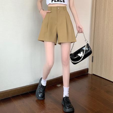 BY13238# 春夏新款显瘦休闲A字裤百搭遮胯直筒裤五分阔腿短裤女 服裝批發女裝批發服飾貨源