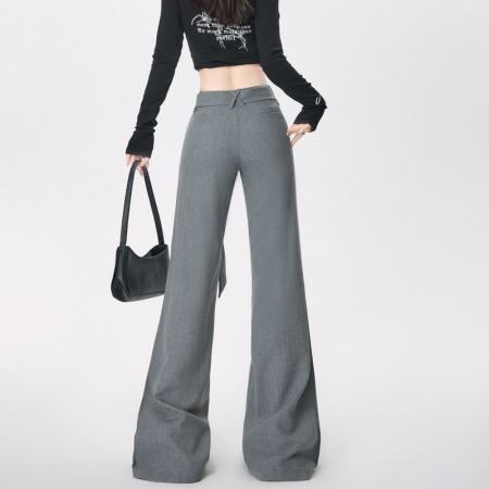 BY13240# 喇叭裤西装立体剪裁美式飘带垂感休闲裤女春夏宽松裤子 服裝批發女裝批發服飾貨源