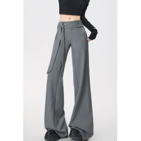 BY13240# 喇叭裤西装立体剪裁美式飘带垂感休闲裤女春夏宽松裤子 服裝批發女裝批發服飾貨源