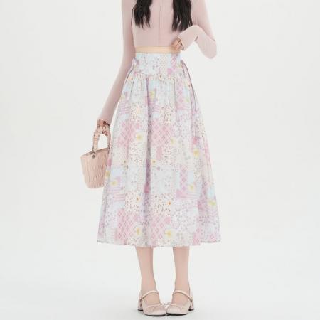 BY13241# 碎花半身裙中...