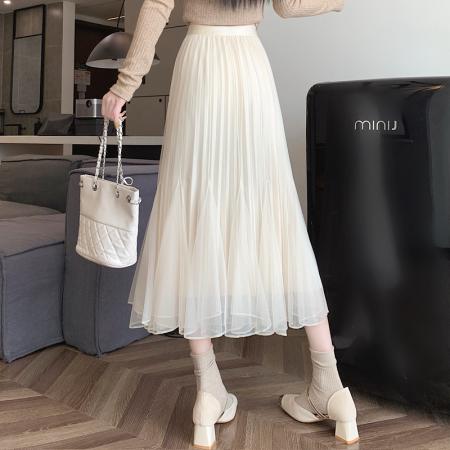 BY13243# 两面穿鱼尾半身裙网纱中长款裙子韩版A字显瘦多层大摆伞裙女 服裝批發女裝批發服飾貨源