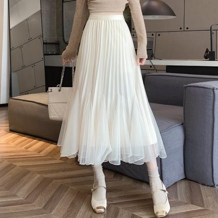 BY13243# 两面穿鱼尾半身裙网纱中长款裙子韩版A字显瘦多层大摆伞裙女 服裝批發女裝批發服飾貨源