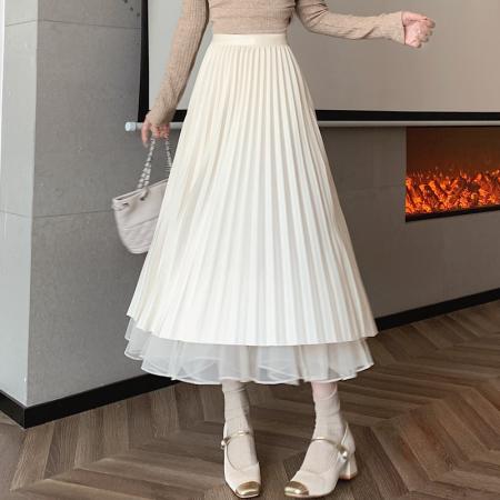 BY13243# 两面穿鱼尾半身裙网纱中长款裙子韩版A字显瘦多层大摆伞裙女 服裝批發女裝批發服飾貨源