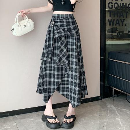 BY13245# 格子半身裙不...