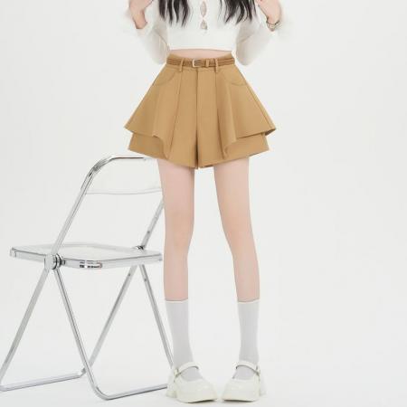 BY13246# 阔腿裤短裤女外穿A字荷叶边时尚春夏季新款高腰裤子 服裝批發女裝批發服飾貨源