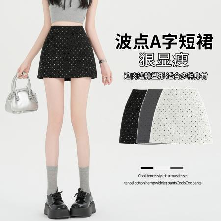BY13247# 休闲百搭波点半身裙女夏季新款小个子显瘦包臀裙A字短裙 服裝批發女裝批發服飾貨源