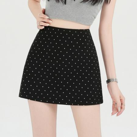 BY13247# 休闲百搭波点半身裙女夏季新款小个子显瘦包臀裙A字短裙 服裝批發女裝批發服飾貨源