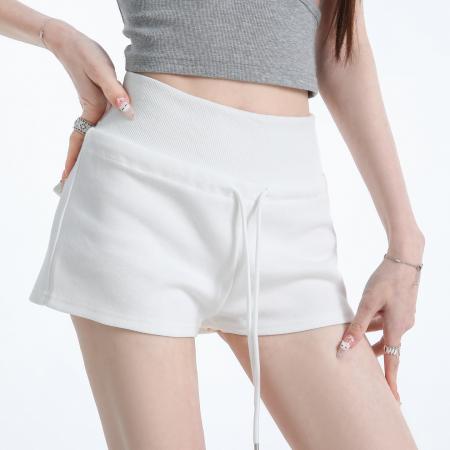 BY13248# 灰色休闲裤女夏季新款显瘦a字裤直筒短裤辣妹包臀热裤女 服裝批發女裝批發服飾貨源