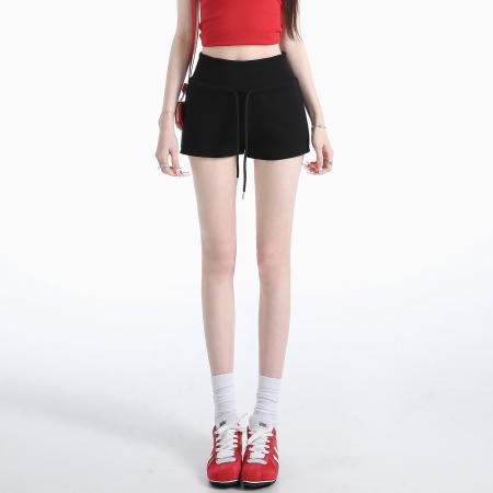 BY13248# 灰色休闲裤女夏季新款显瘦a字裤直筒短裤辣妹包臀热裤女 服裝批發女裝批發服飾貨源