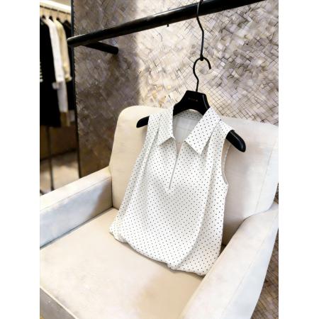 BY13250# 法式小翻领无袖衬衫女夏季新款韩版设计感宽松显瘦百搭上衣 服裝批發女裝批發服飾貨源