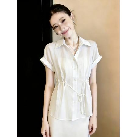 BY13254# 夏季法式薄款天丝系带收腰防晒衬衫缎面吊带连衣裙两件套 服裝批發女裝批發服飾貨源