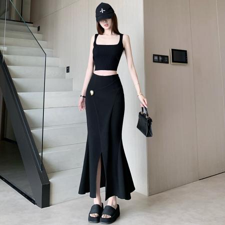 BY13286# 纯欲风性感辣妹抹胸上衣阔腿裤绝美巨好看的套装女春季新款两件套 服裝批發女裝批發服飾貨源