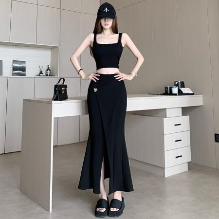 BY13286# 纯欲风性感辣妹抹胸上衣阔腿裤绝美巨好看的套装女春季新款两件套 服裝批發女裝批發服飾貨源