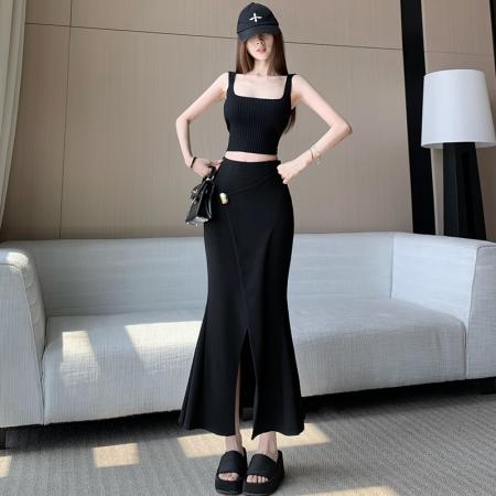 BY13286# 纯欲风性感辣妹抹胸上衣阔腿裤绝美巨好看的套装女春季新款两件套 服裝批發女裝批發服飾貨源