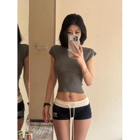 BY13289# 美式辣妹撞色低腰运动短裤女夏季外穿居家休闲三分热裤子 服裝批發女裝批發服飾貨源